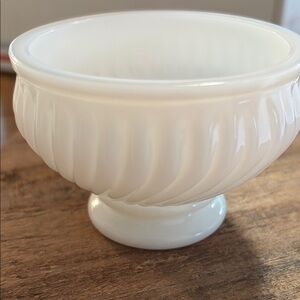 Milk Glass Compote/candy Dish with ribbed design